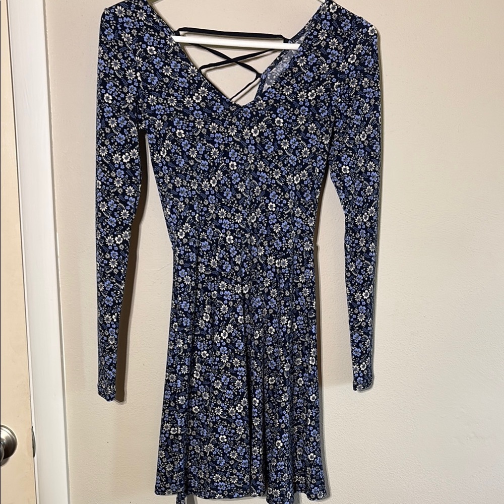 Floral Long Sleeve Dress in Blue